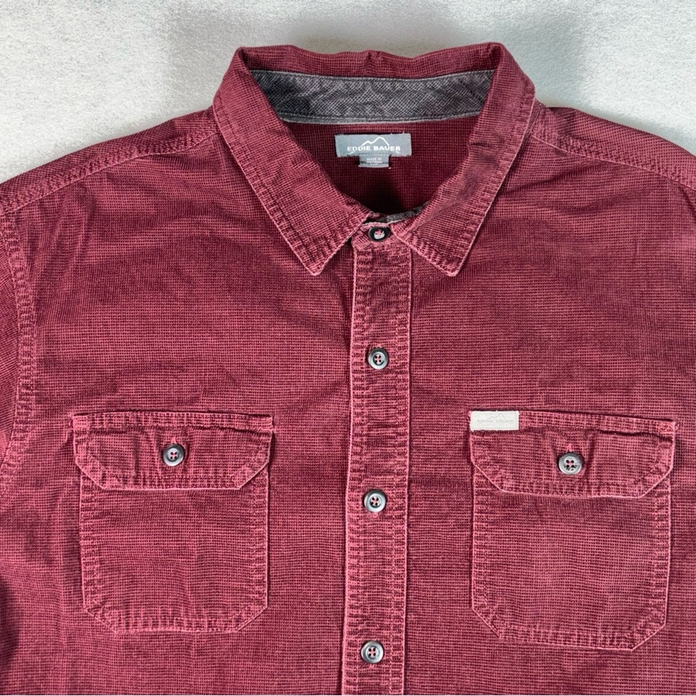 Eddie Bauer Corduroy Shirt Size Large Red - Picture 2 of 9